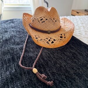 Women’s Straw Cowboy Hat with Brown Band